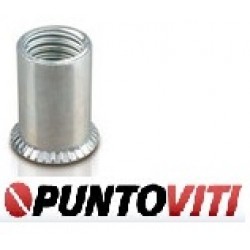 Inserti Filettati in Alluminio Testa Piana con corpo Cilindrico zigrinato  M10 grip da 1.0-3.5mm 