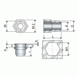 Inserti Filettati Esagonali Aperti Testa Ridotta IE