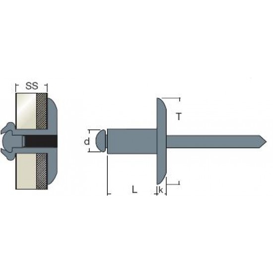 Rivetti Testa Larga Acciaio / Acciaio