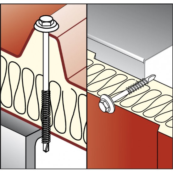 Viti Autoperforanti per Coperture Testa Esagonale Bimetallo foratura max 12mm doppio filetto