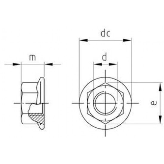 Dadi Esagonali Flangiati Lisci Inox DIN 6923