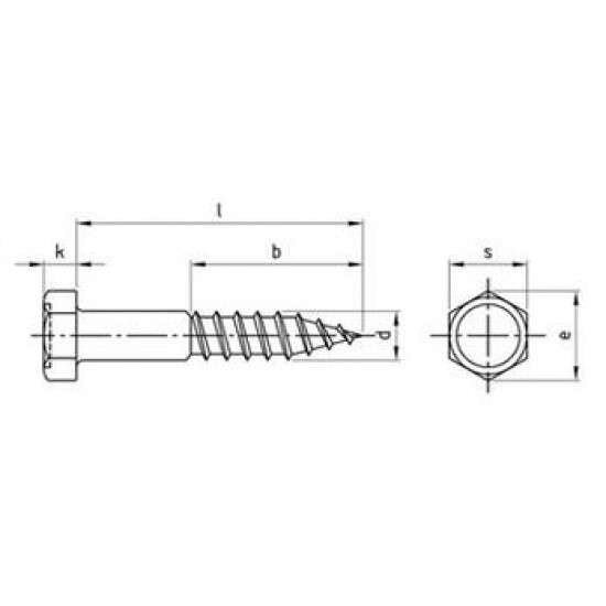 Viti Legno Testa Esagonale Inox DIN 571