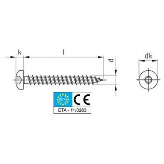 Viti Truciolari Testa Cilindrica Torx Inox Interamente/Parzialmente Filettata Pv.9045