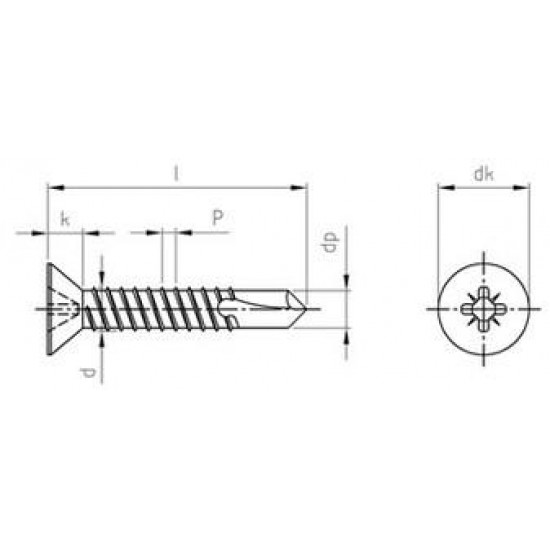 Viti Autoperforanti Testa Svasata Piana Inox DIN 7504 Forma O