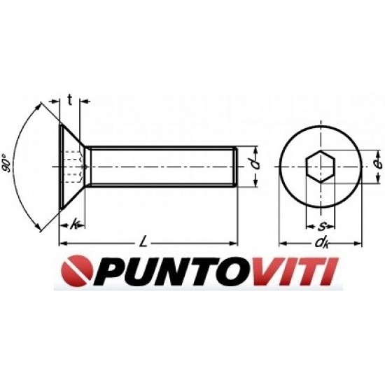 Viti a Testa Svasata Piana con Esagono Incassato in Alluminio Viti a Testa Svasata Piana con Esagono Incassato in Alluminio