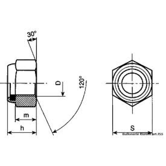 Dadi Esagonali Autobloccanti Alti Con Inserto In Nylon Classe 8/10 Passo Grosso