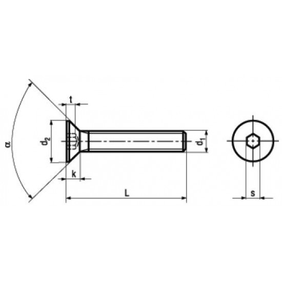 Viti Testa Svasata Piana Esagono Incassato Interamente Filettate UNI 5933 - DIN 7991 Viti Testa Svasata Piana Esagono Incassato Interamente Filettate UNI 5933 - DIN 7991