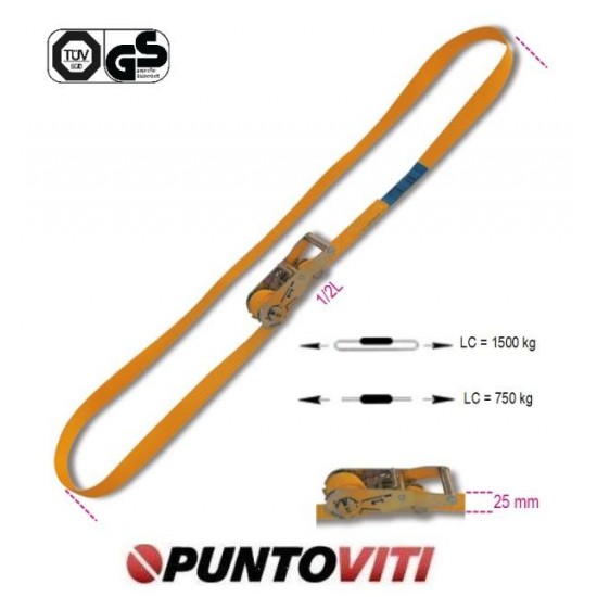 Sistemi di ancoraggio ad anello LC 1500kg con cricchetto tenditore nastro in poliestere ad altà tenacità (PES) 8185