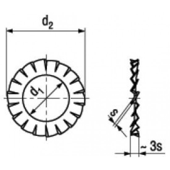 Rondelle Elastiche Dentate Forma A con Dentatura Esterna Sovrapposta DIN6798A