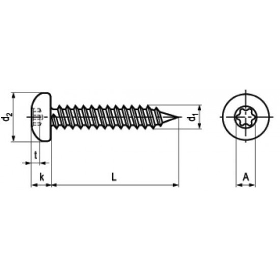 Viti Autofilettanti Testa Bombata Torx ISO 14585C