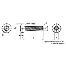 Viti Autoformanti Testa Bombata Torx DIN 7500C