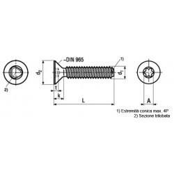 Viti Autoformanti Testa Svasata Piana Torx DIN 7500M
