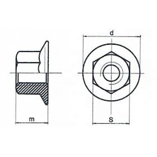 Dadi Esagonali Flangiati DIN 6923 ISO 4161 Zincatura / Brunitura Nera / Inox Nero