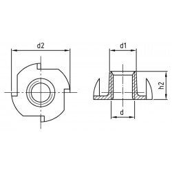 Dadi a Ragno a 4 Griffe per Legno - Inox 
