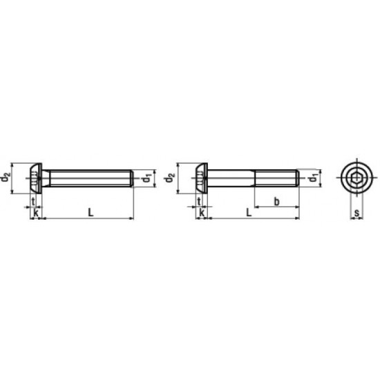 Viti Testa Bombata Esagono Incassato Interamente e Parzialmente Filettate ISO 7380-1